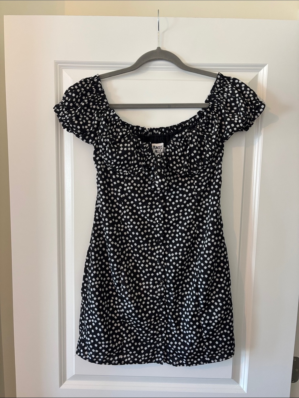 Princess Polly Black & White Polka Dot One-Shoulder Dress